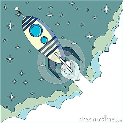 Flying Rocket with space for text Vector Illustration