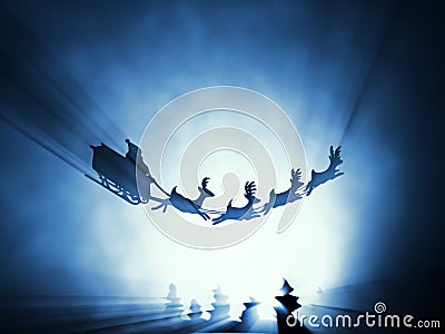 Flying santa sledge Cartoon Illustration