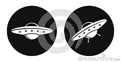 Flying saucer logo. Isolated flying saucer on white background Vector Illustration
