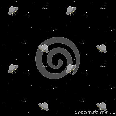 Starry black sky with planets and constellations. Stock Photo