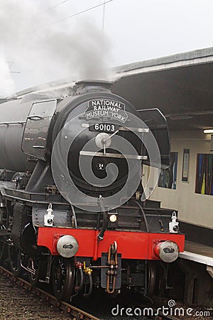 Flying Scotsman steam locomotive on mainline test Editorial Stock Photo