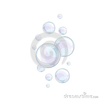 Flying shiny foamy bubbles Vector Illustration