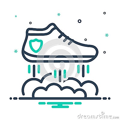 Mix icon for Flying Shoes, racing and lettering Vector Illustration