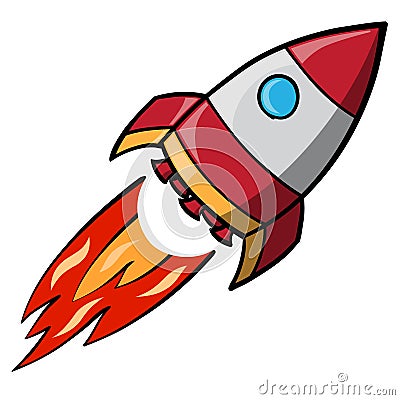 Flying Space Rocket Vector Illustration