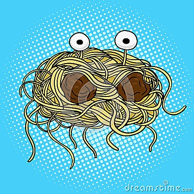 Flying spaghetti monster pop art vector Vector Illustration