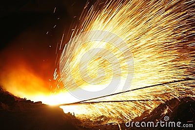 Flying sparks Stock Photo