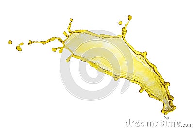 Flying splash light yellow color over white background Stock Photo