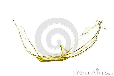 Flying splash yellow liquid on a white background Stock Photo