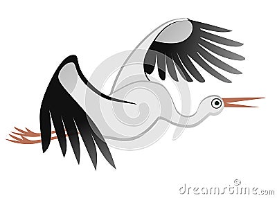 flying stork Vector Illustration