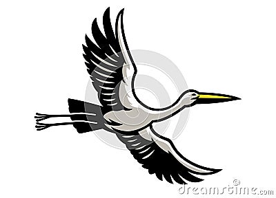 Flying Stork bird Vector Illustration