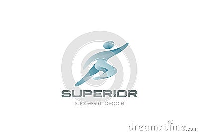 Flying Successful Fitness Winner Champion Logo abstract design vector template Vector Illustration