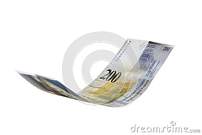 Flying Swiss Franc note Stock Photo