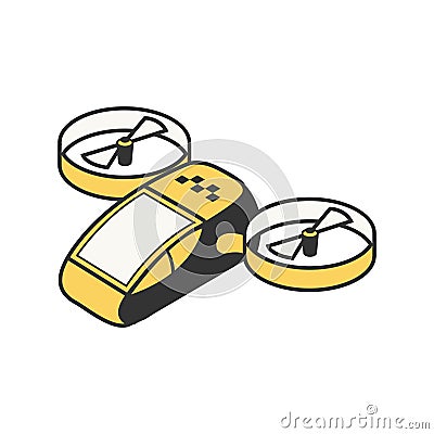 Flying Taxi Drone Composition Vector Illustration