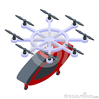Flying taxi icon, isometric style Vector Illustration