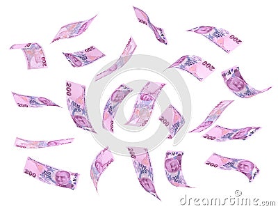 Flying Turkish Lira Stock Photo