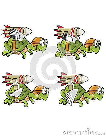 Flying Turtle with Rocket Sprite Stock Photo