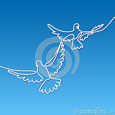 Flying two pigeons logo Vector Illustration