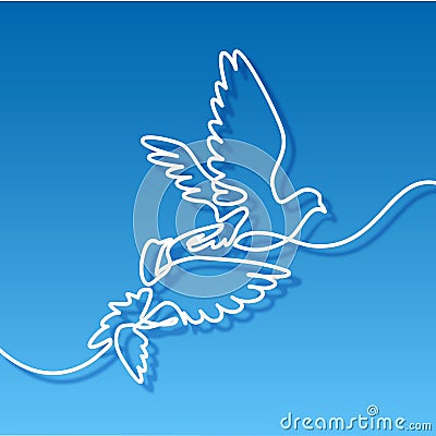 Flying two pigeons logo Vector Illustration