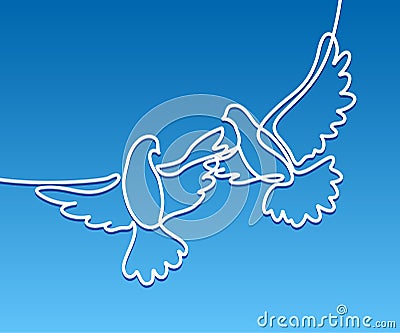 Flying two pigeons logo Vector Illustration