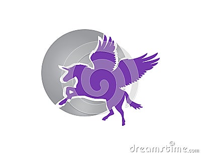 Flying unicorn sign symbol icon Vector Illustration