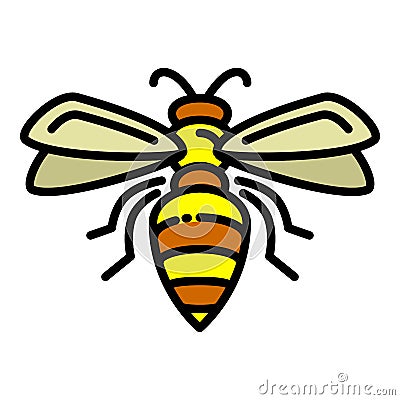 Flying wasp icon, outline style Vector Illustration