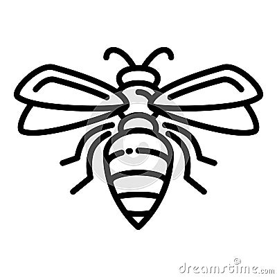 Flying wasp icon, outline style Vector Illustration