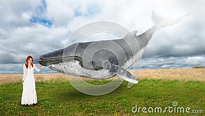 Flying Whale, Peace, Hope, Inspiration Stock Photo