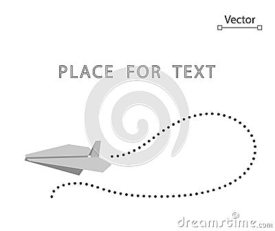 Flying white creative origami paper airplane. Vector conceptual illustration, Travel, Leisure, Business. Space for text. Vector Illustration