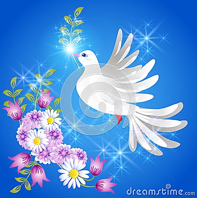 Flying white dove Vector Illustration