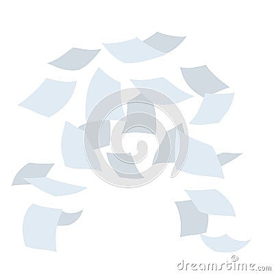 Flying white paper file documents. The element of working with letters on white background. Cartoon flat illustration Vector Illustration