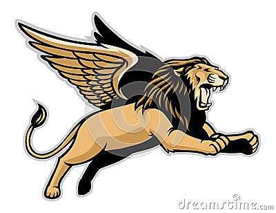 Flying winged lion Vector Illustration