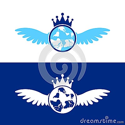 Flying wings and globe icon design Vector Illustration