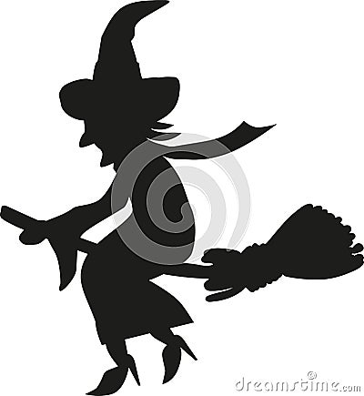 Flying witch on a broom Vector Illustration