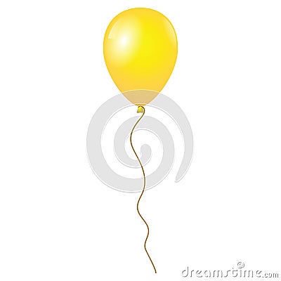 Flying yellow balloon isolated on white background Cartoon Illustration