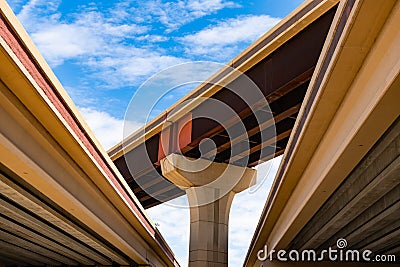 flyover architecture of transport system. bridge overpass on highway. structural overpass in perspective. overpass Stock Photo