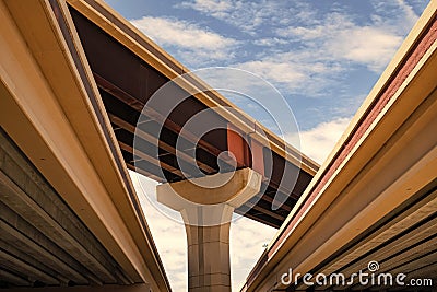flyover architecture of transport system. bridge overpass on highway. structural overpass in perspective. overpass Stock Photo