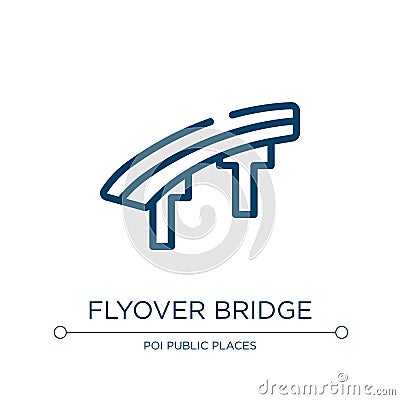 Flyover bridge icon. Linear vector illustration from indications collection. Outline flyover bridge icon vector. Thin line symbol Vector Illustration