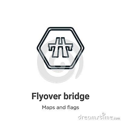 Flyover bridge outline vector icon. Thin line black flyover bridge icon, flat vector simple element illustration from editable Vector Illustration