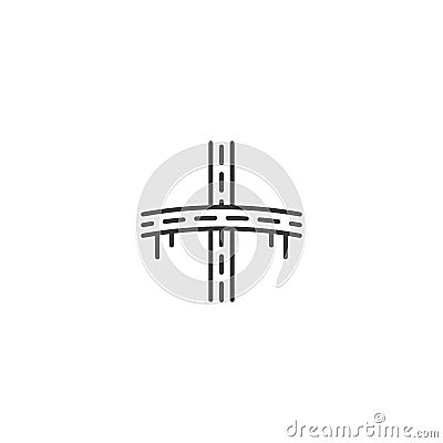 Flyover bridge road. Vector logo icon template Vector Illustration