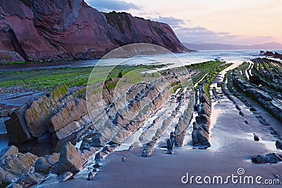 Flysch in the Basque Country beach Zumaia, Spain Stock Photo