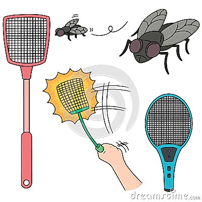 Flyswatter and fly Vector Illustration