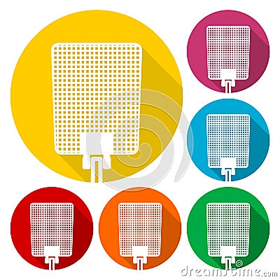 Flyswatter icons set with long shadow Vector Illustration