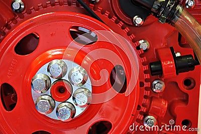 Flywheel detail of engine Stock Photo
