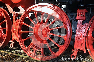 Flywheel from an old steam locomotive Stock Photo