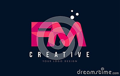 FM F M Letter Logo with Purple Low Poly Pink Triangles Concept Vector Illustration