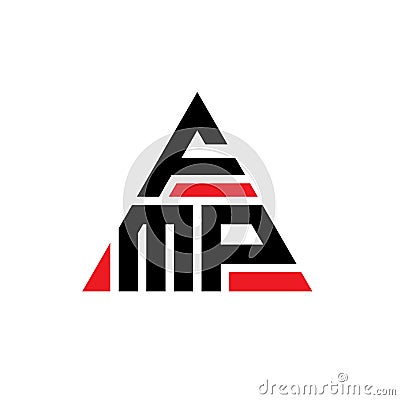 FMP triangle letter logo design with triangle shape. FMP triangle logo design monogram. FMP triangle vector logo template with red Vector Illustration