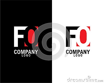 Fo, of letter abstract company Logo Design with negative space. company logo template vector Stock Photo