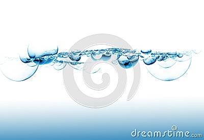 Foam and bubbles in blue water Stock Photo