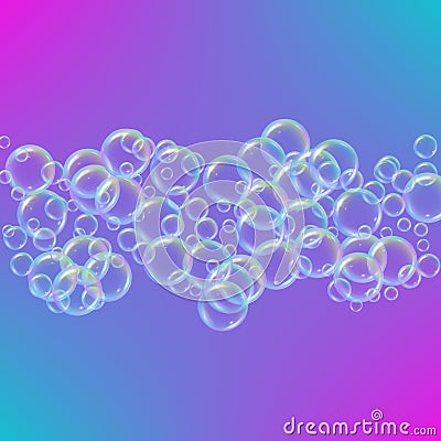 foam, colorful soap bubbles background Vector Illustration