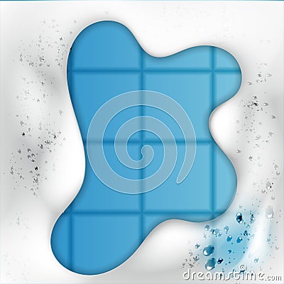 Foam effect isolated on blue background. Soap, gel or shampoo bubbles overlay texture. Vector shaving, mousse foam top Vector Illustration